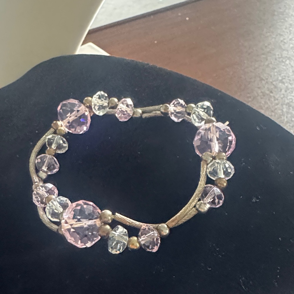 Elegant Pink and Clear Beaded Bracelet